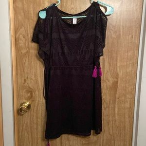 Black mesh bathing suit cover up